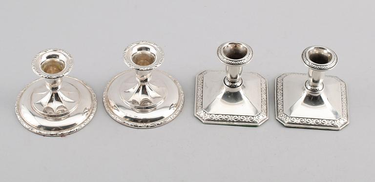 LJUSSTAKAR, 2 par, silver, 1900-talets första hälft.