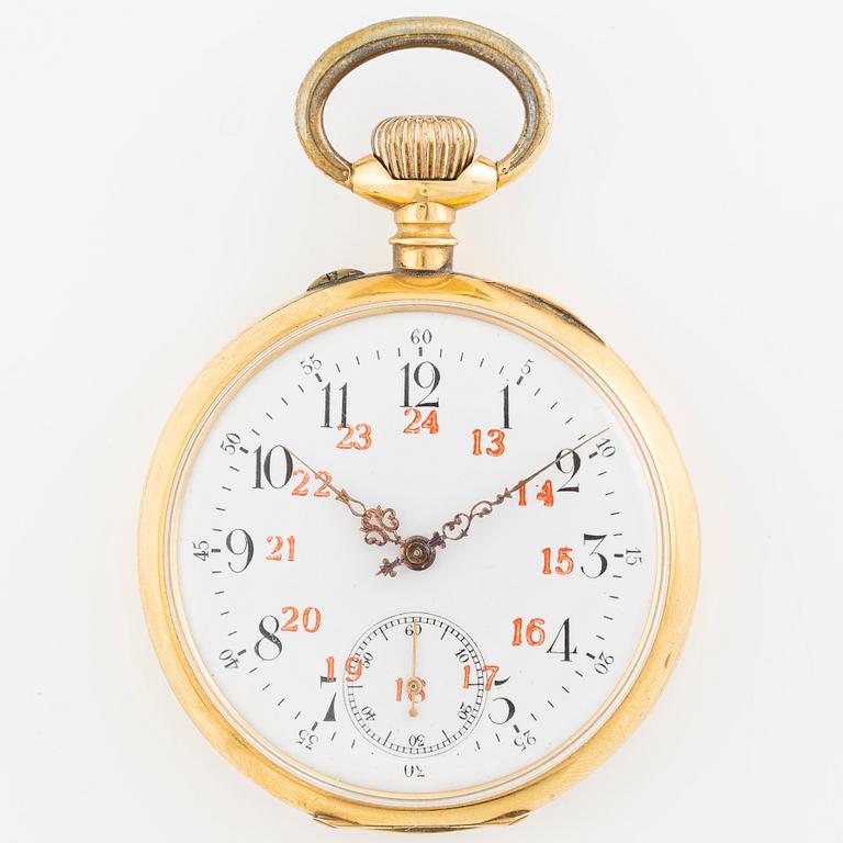 Pocket watch, 18K gold, 47 mm.