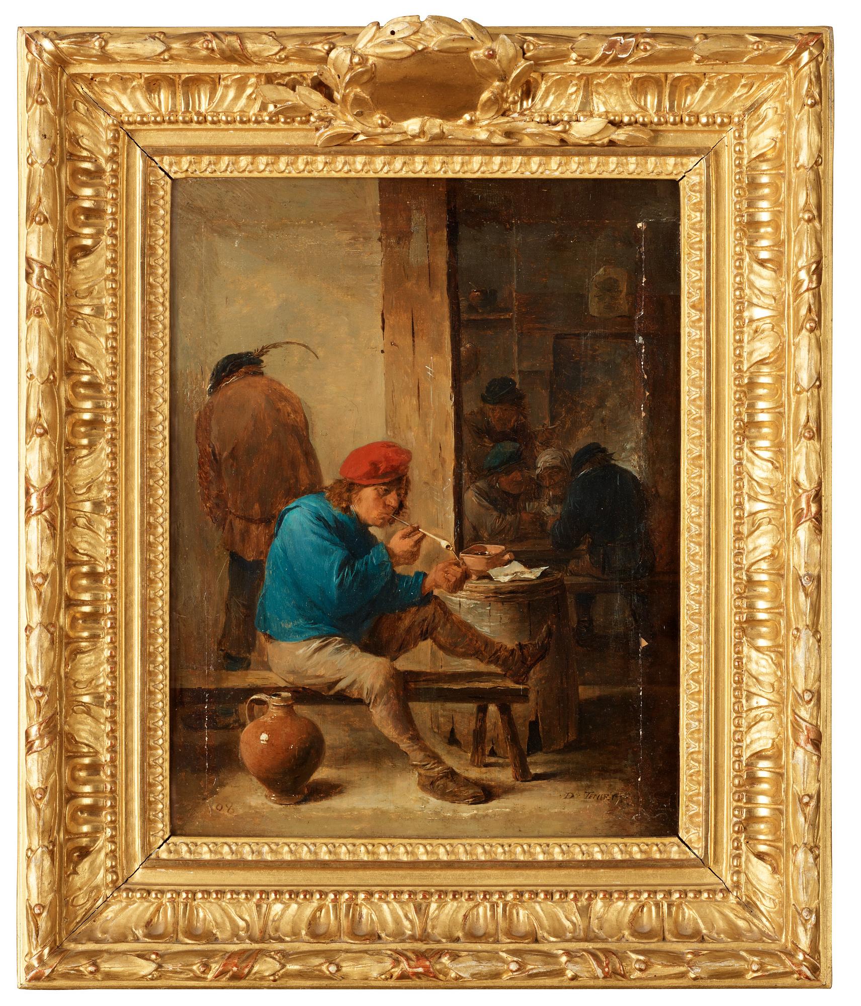 David Teniers d.y, Peasant lighting his pipe.