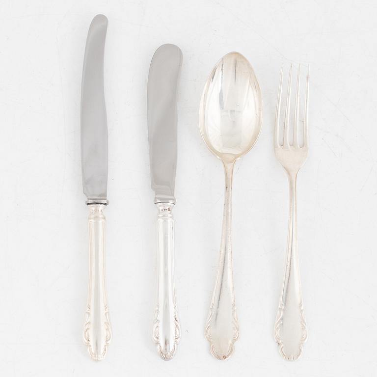 A 38-piece silver flat wear set, model "Haga", JHL / Meme, Sweden, 1950-1975.