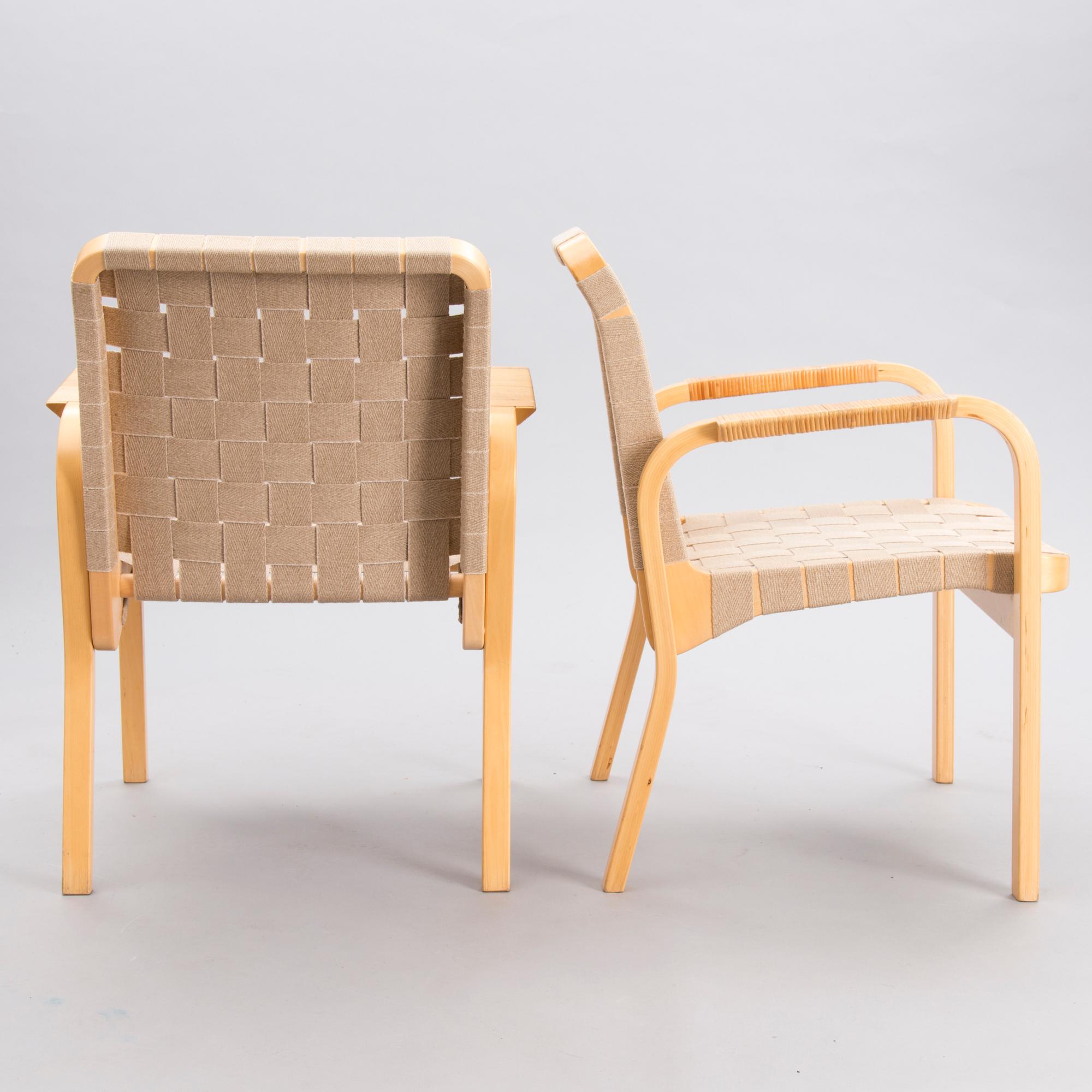 ALVAR AALTO, nojatuoleja, 4 kpl, malli 45, Artek, 1900-luvun loppu.