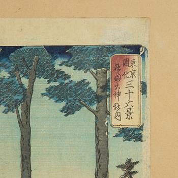 Utagawa Hiroshige II, färgträsnitt, 2st, Japan, 1800-talets andra hälft.