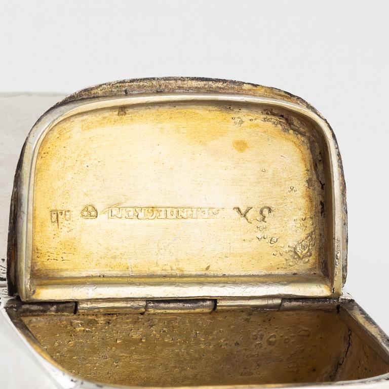 A Swedish Silver Double Box, Silver, mark of Gustaf Lindegren, Helsingborg 1828.