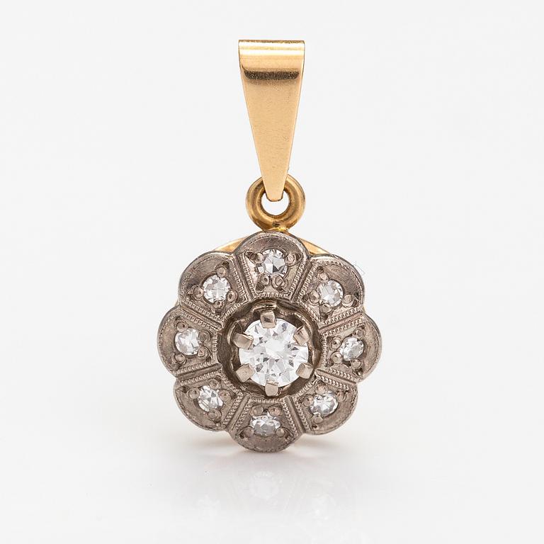 An 18K gold pendant with diamonds ca. 0.20 ct in total. Westerback, Helsinki 1970's.