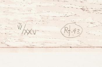 Roj Friberg, färglitografi, monogramsignerad, numrerad VI/XXV och daterad -93.