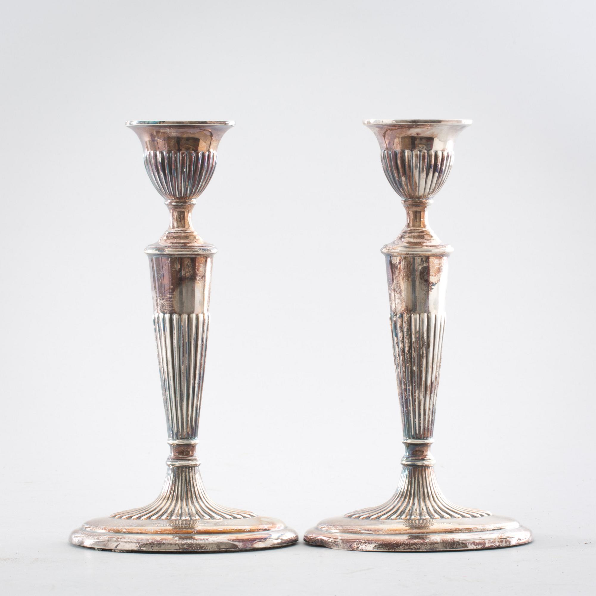 LJUSSTAKAR, ett par, silver, C.G Hallbergs, Stockholm, 1959.