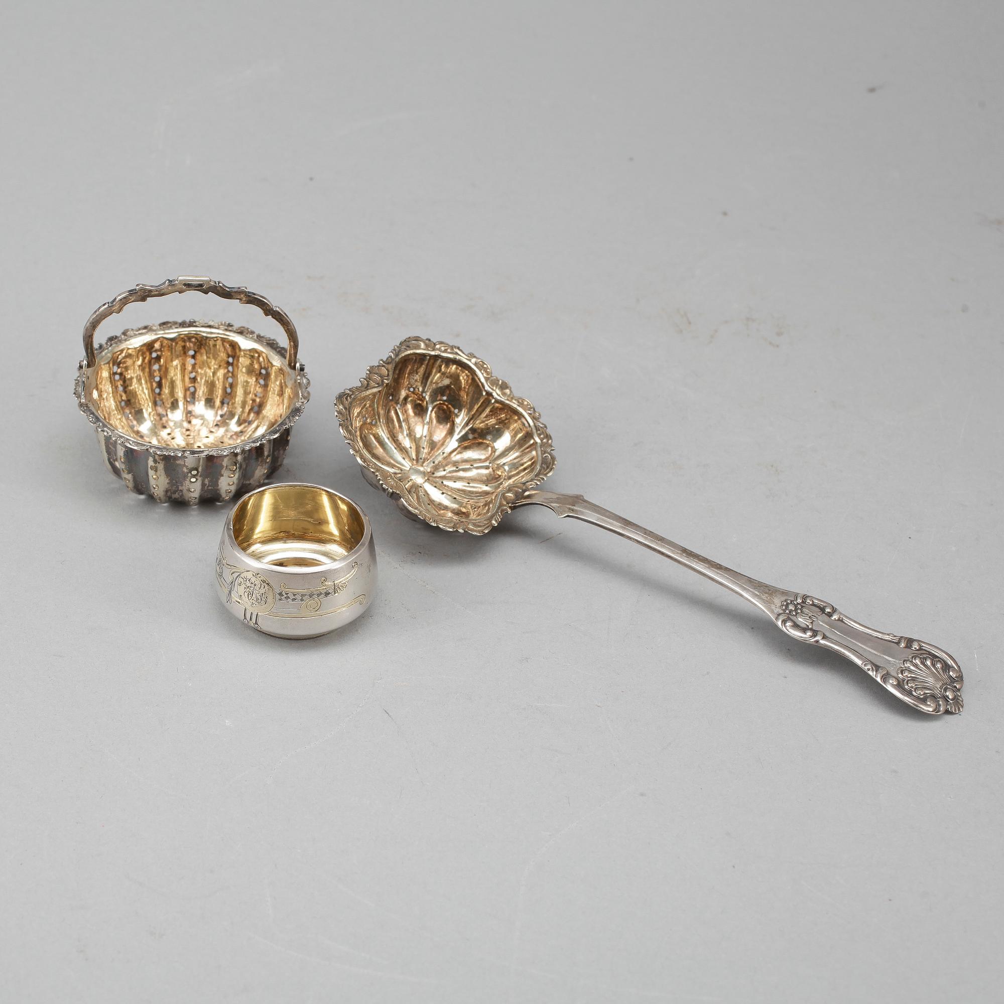 PARTI SILVER, 3 delar, bla St Petersburg, Ryssland 1800-tal till tidigt 1900-tal. Tot ca 88 gram.