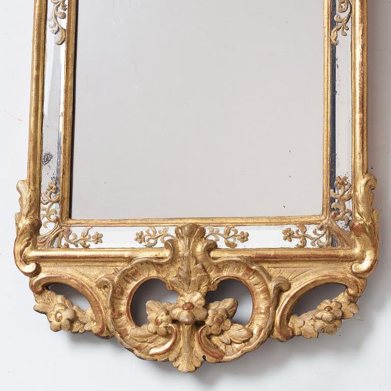 A Swedish Rococo 18th century mirror by Nils Meunier (master in Stockholm 1754-1797).