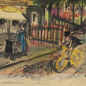 Olle Olsson-Hagalund, Stadsbild med figurer.