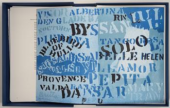 Gösta Werner, "Visor av Evert Taube", kassetter, 2 st, med 62 färglitografier, 1989, signerade.