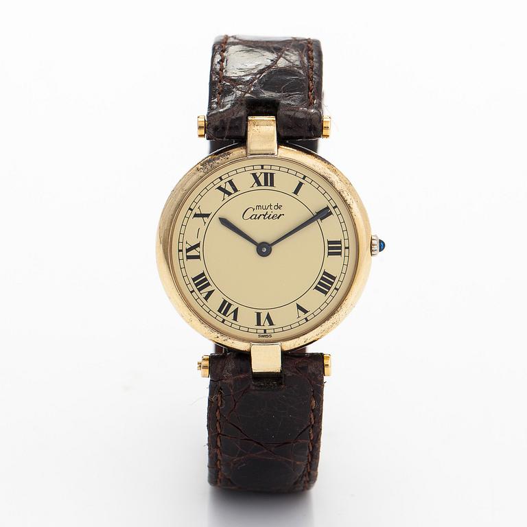 must de Cartier, Vermeil Vendôme, rannekello, 30 mm.