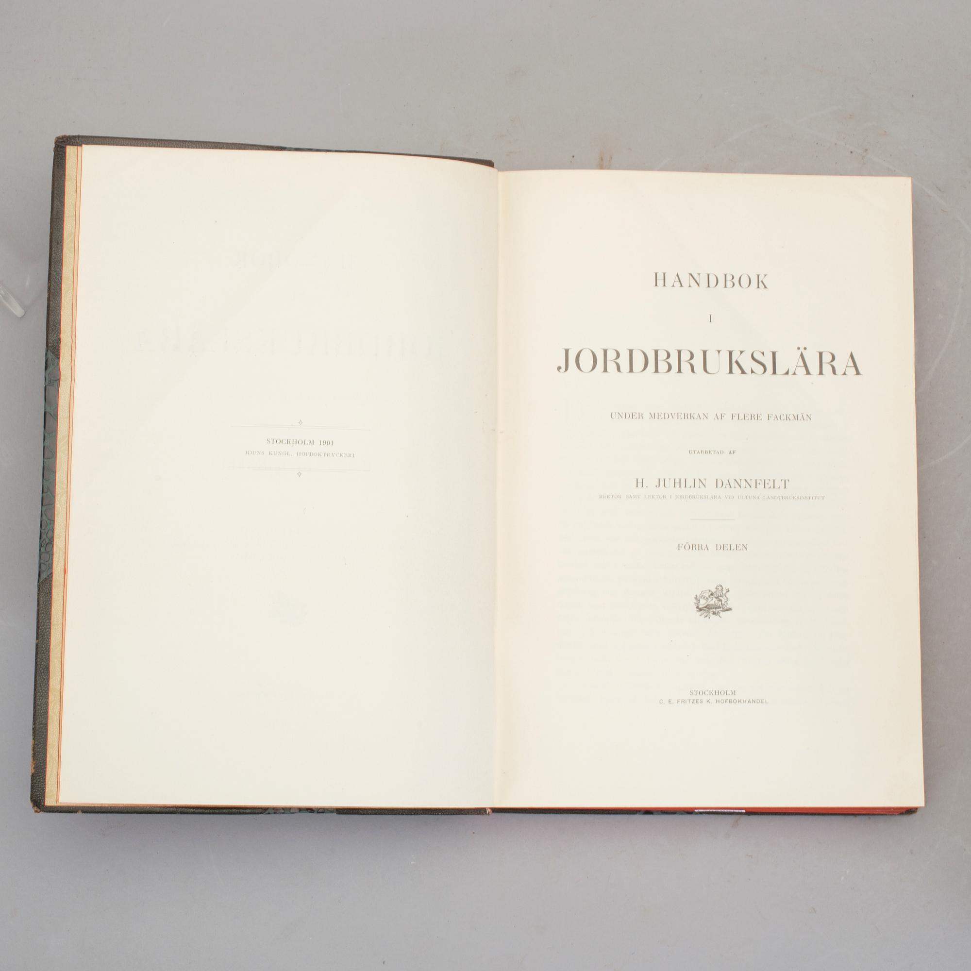 BÖCKER, Lantbrukets bok, 6 band, I-VI samt supplement, V saknas) C. E. Fritzes Bokförlag, 1901-1907.