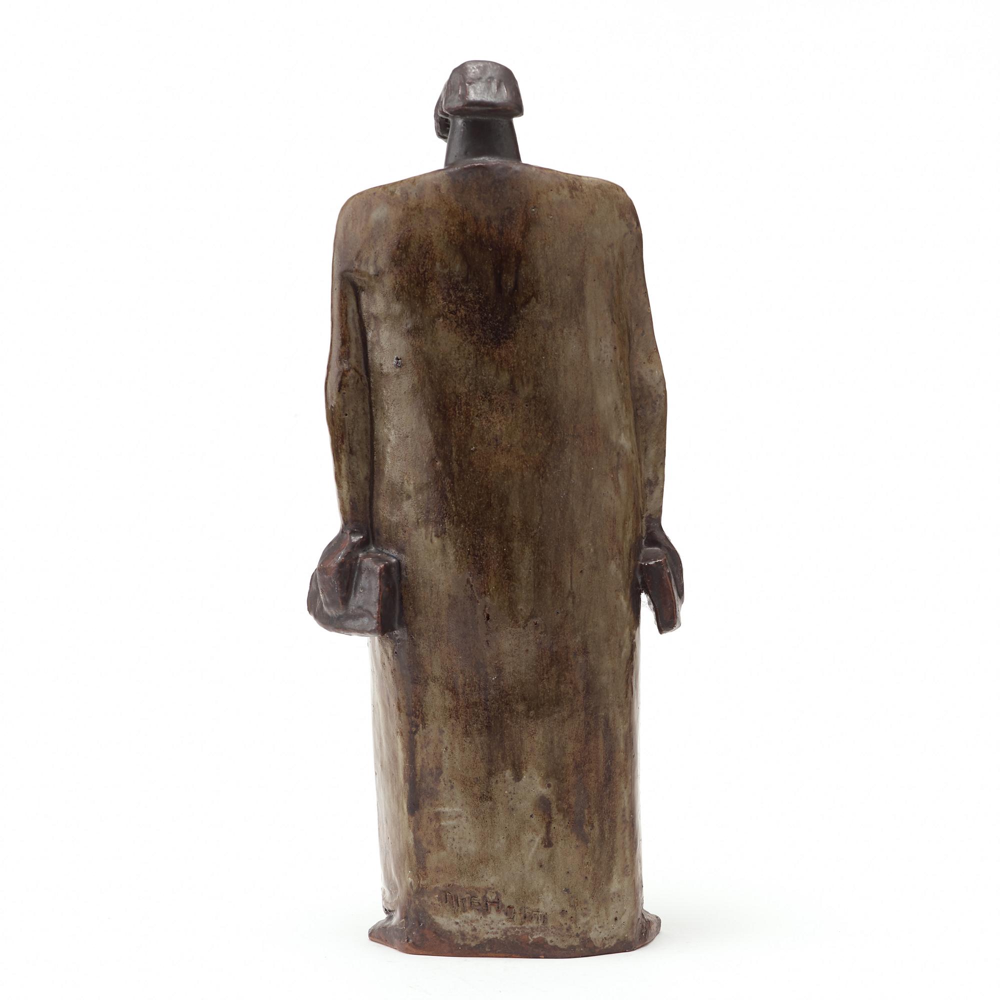 An Åke Holm stoneware sculpture of 'Moses with the law', Höganäs, Sweden 1950's.