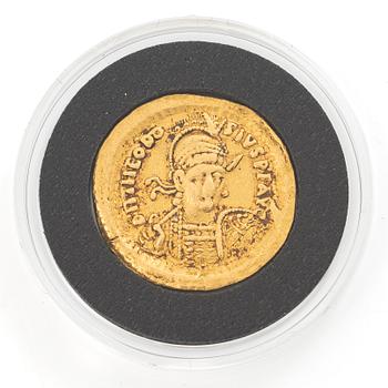 Guldmynt, Bysantinska riket, Theodosius II, 1 Solidus, omkring 430.