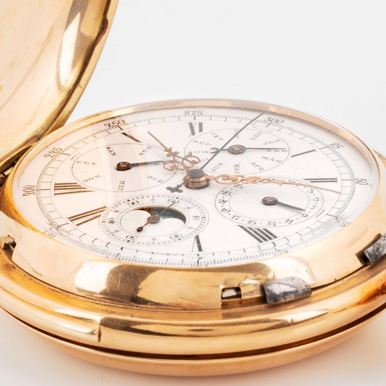 Pocket watch, Grand Complications, Quarter-Hour Repeating Chronograph, Triple-Date Calendar, Moon phase, hunter.