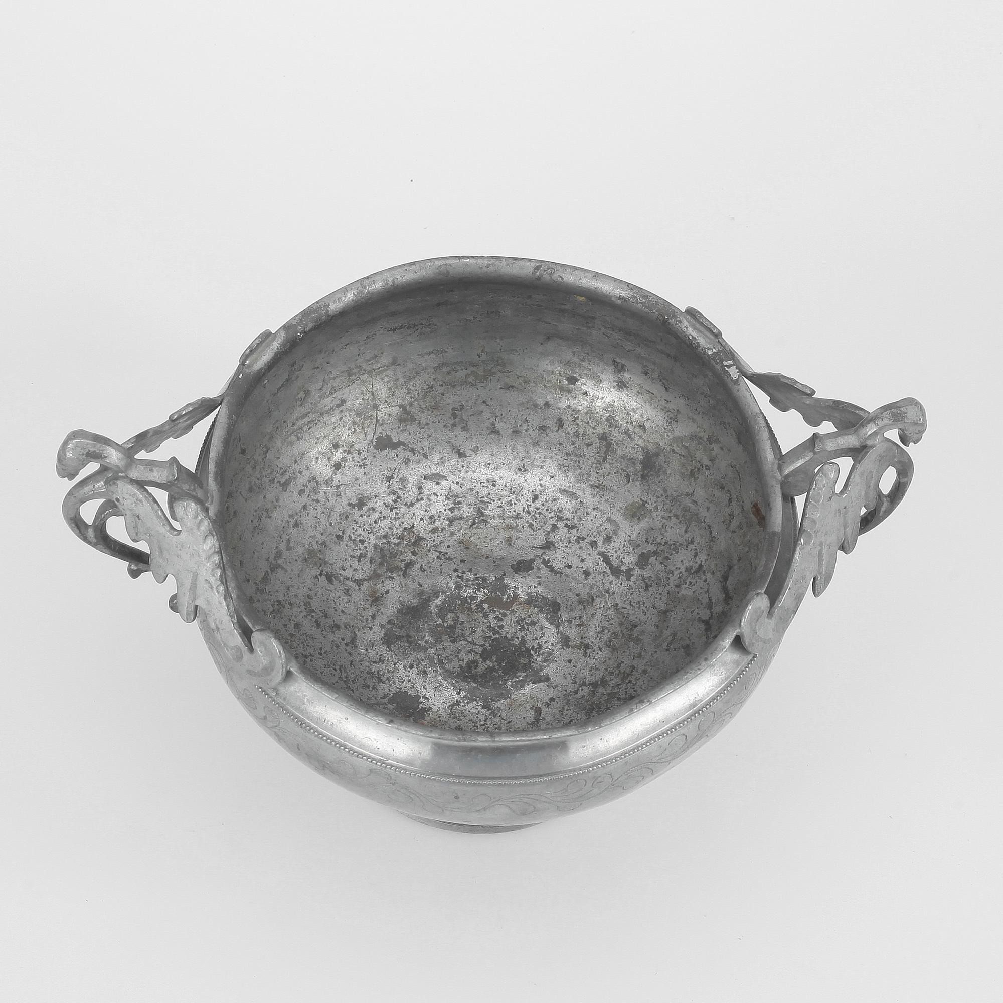BRÄNNVINSSKÅL, tenn, Gottlob Friedrich Bauman, verksam 1789-1826(31) Hudiksvall.