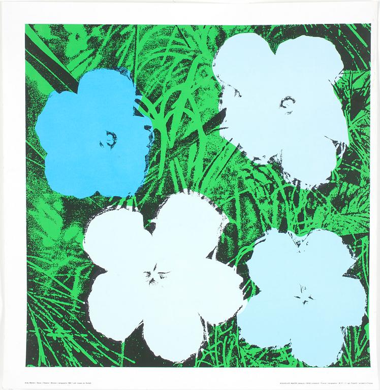 ANDY WARHOL, serigrafi, "Four Flowers", osignerad.