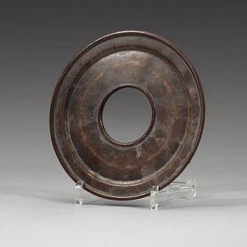 A bronze tripod censer with cover and stand, Qing dynasty, 17/18th Century.