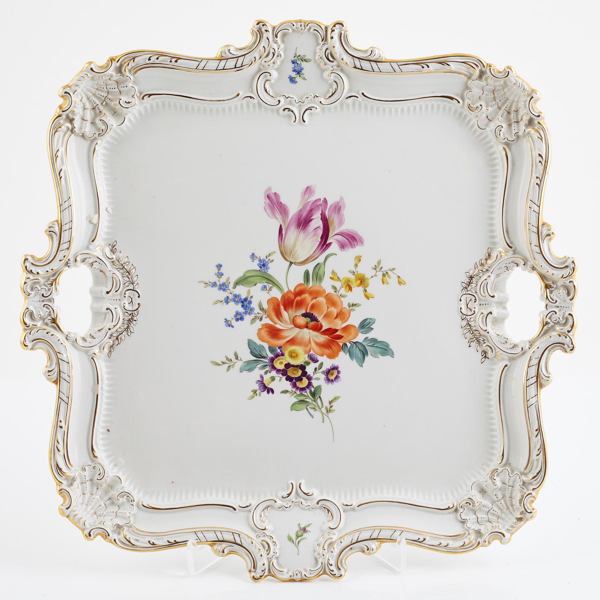 Tray, porcelain, Rococo style, Meissen, Germany, 1934-1945.
