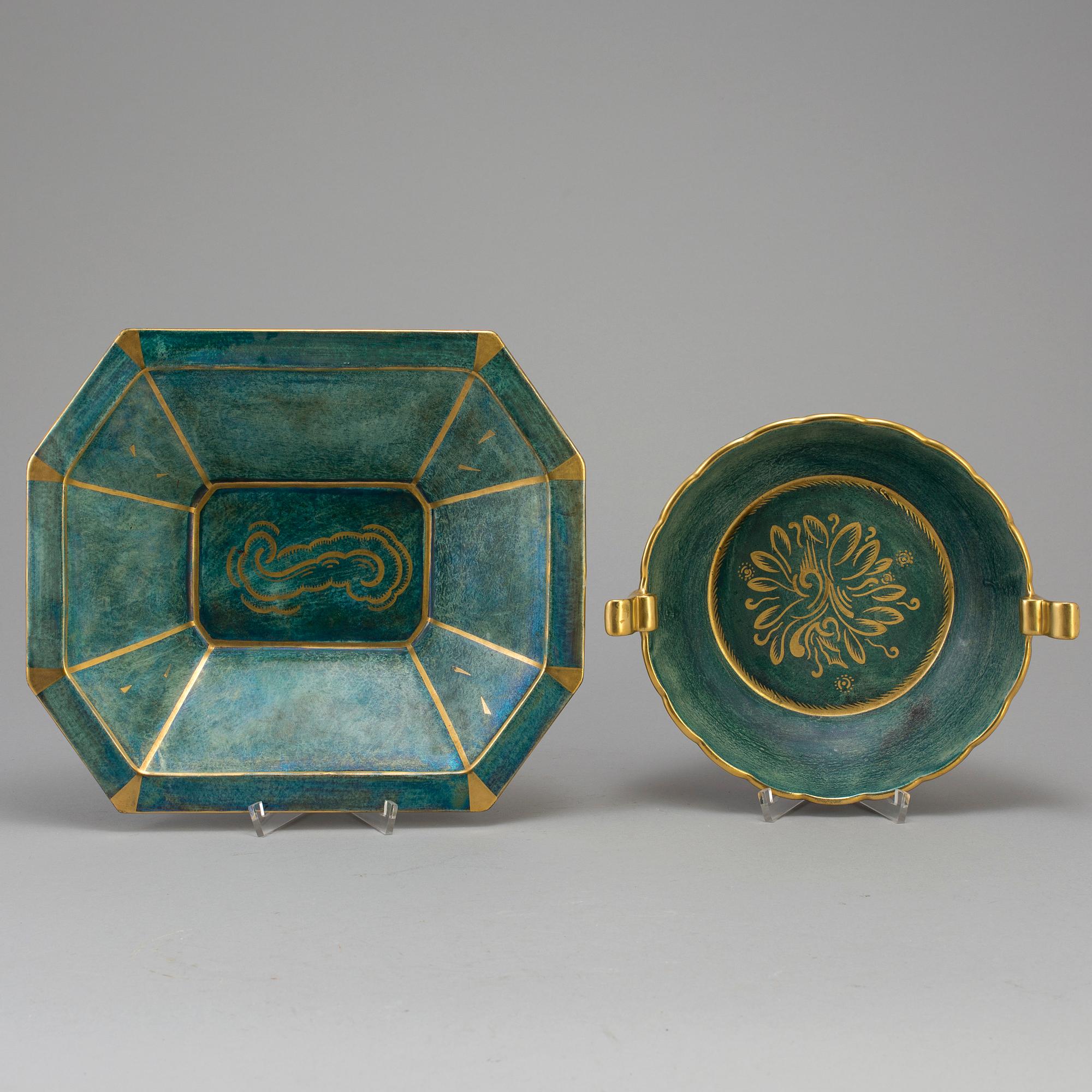 JOSEF EKBERG, 2 skålar, Gustavsberg, flintgods. 1920-/30-tal.