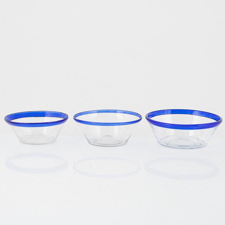 Filbunkes bowls, 10 pieces, glass, 19th century.