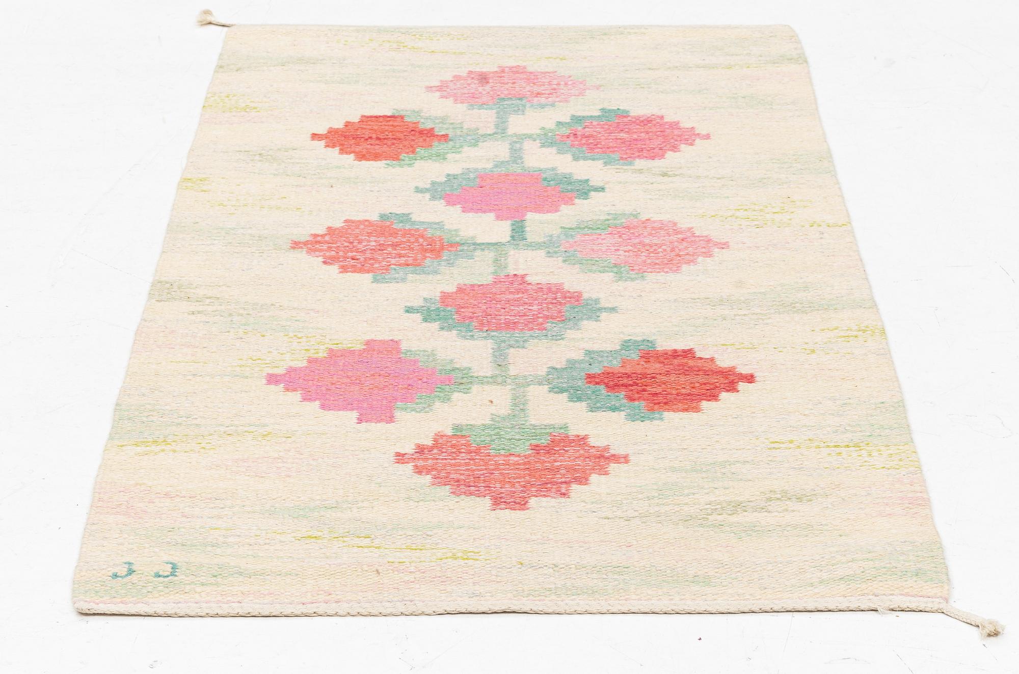 Judith Johansson, a carpet, 'Latyrus' c 165 x 89 cm, signed JJ.