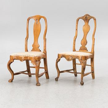 An assembled suite of ten rococo chairs, Western Sweden, later part 18th century.