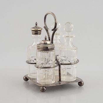 A silver-plate cruet-set, Shefflied, England, first half of the 20th century.