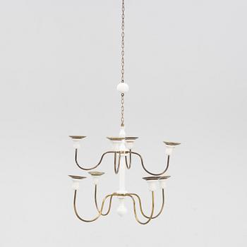 Josef Frank, a model '2586' wodden and brass chandelier, Firma Svenskt Tenn.