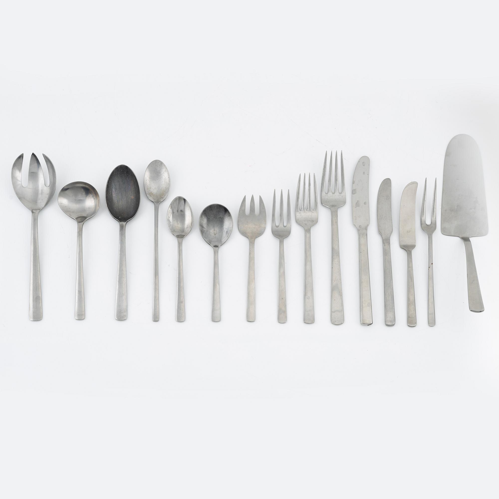 Kay Bojesen, bestick, 81 delar, rostfritt stål, "Grand Prix", Stainless Motala verkstad, 1900-talets andra hälft,Sverige.