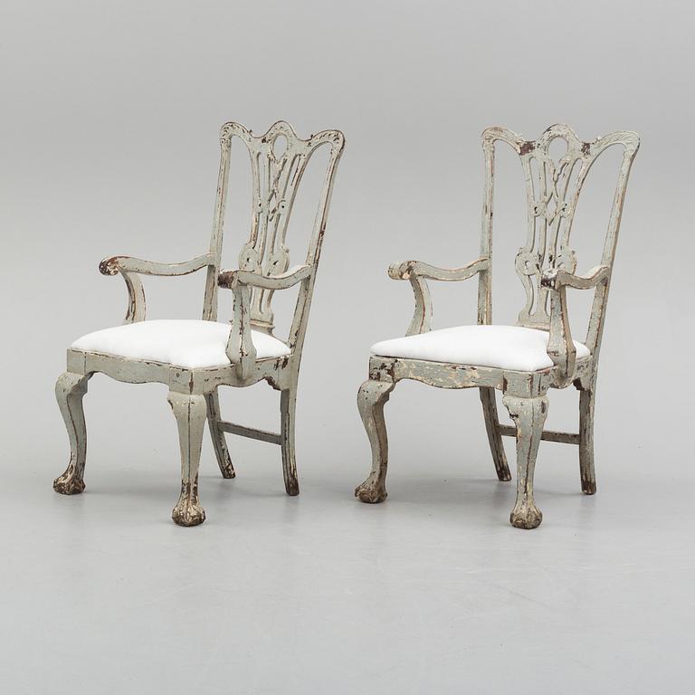 a pair of late 19th century armchairs.