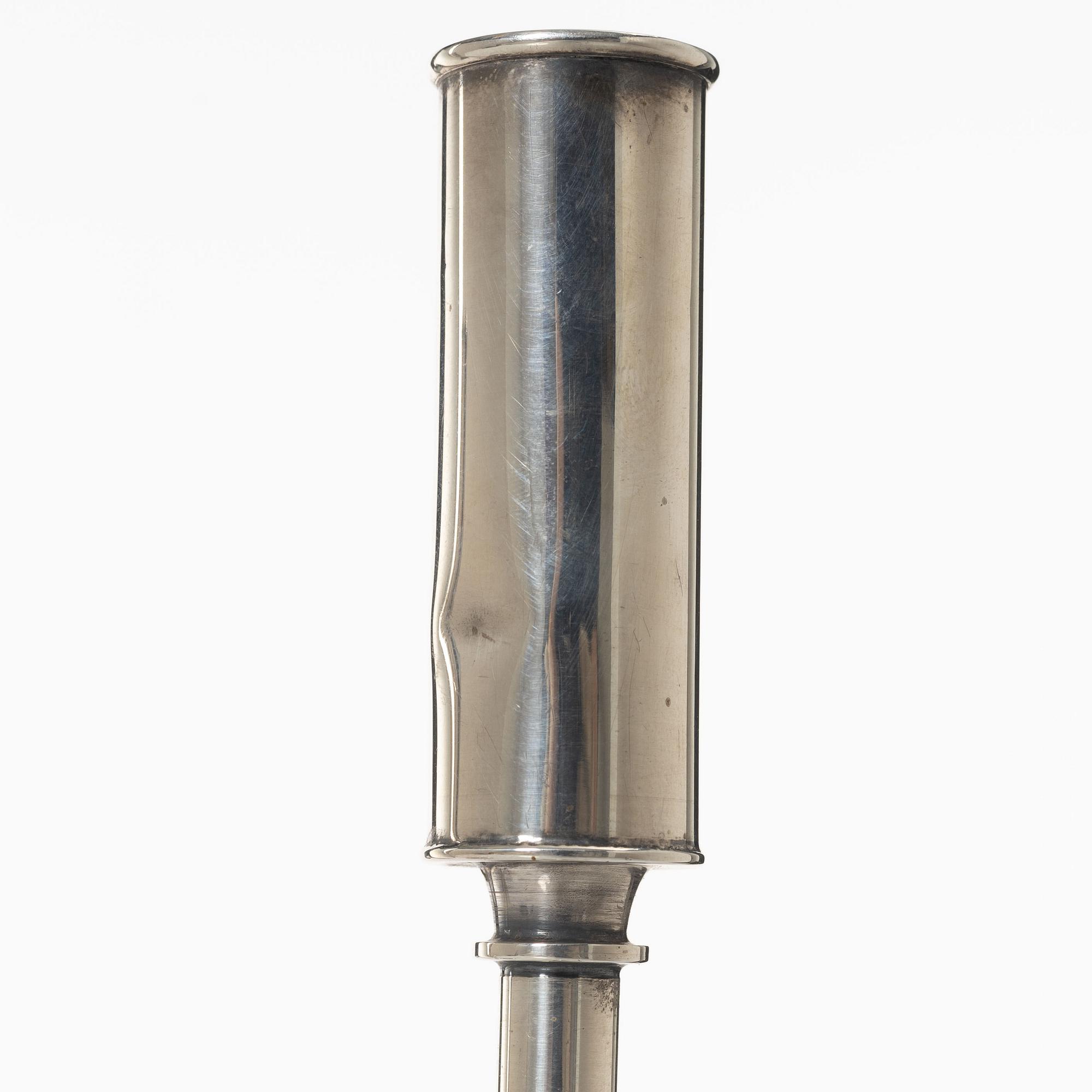 A pair of Swedish silver candlesticks, marks of Tore Eldh, K&EC, Gothenburg 1965-1967.