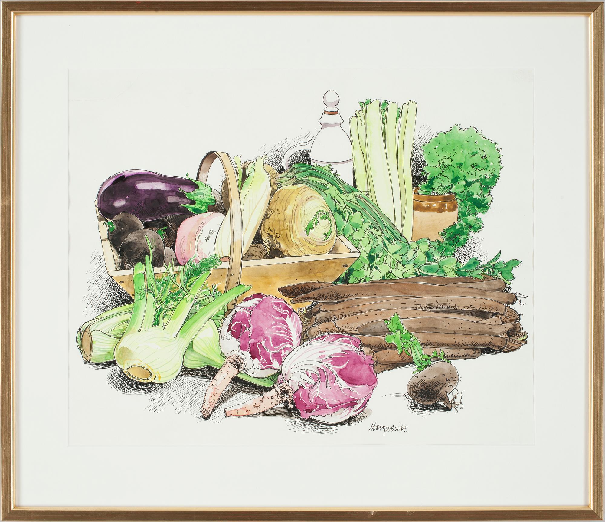 MARGUERITE WALFRIDSSON, akvarell. Sign.