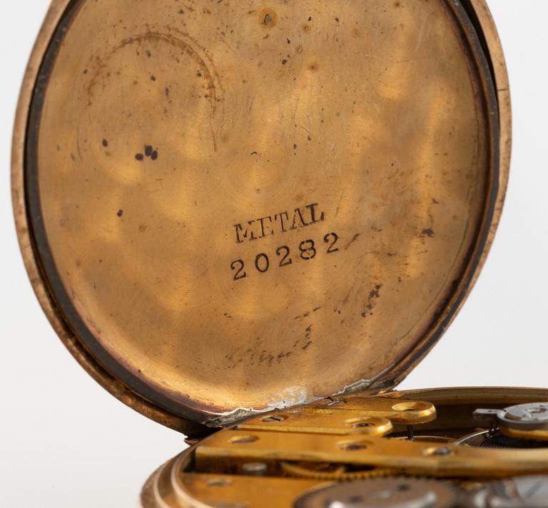 Pocket watch, 14K gold, with stand, 33 mm.