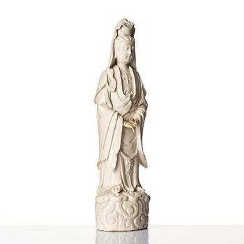 A blanc de chine figure of Guanyin, Qing dynasty.