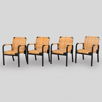 Alvar Aalto, karmstolar, 4 st, modell 45, för Artek 1970-tal.
