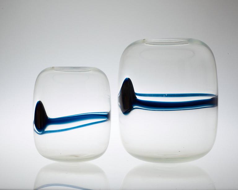 TIMO SARPANEVA, vaser, 2 st, "Blues", Iittala, Finland 1985.