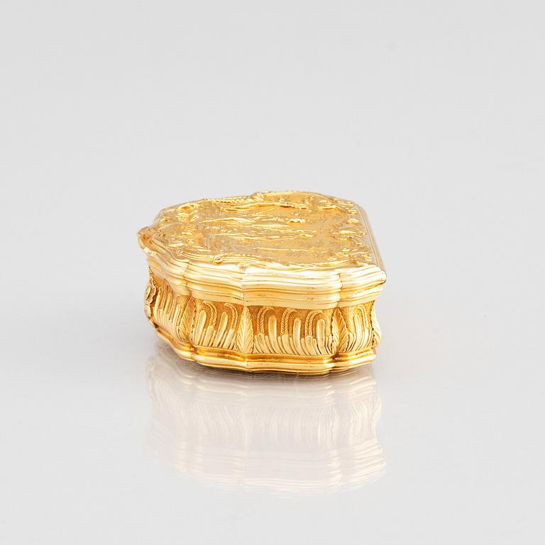Frantz Bergs, dosa, guld, (verksam i Stockholm 1725-1777) 1700-talets mitt. Rokoko.