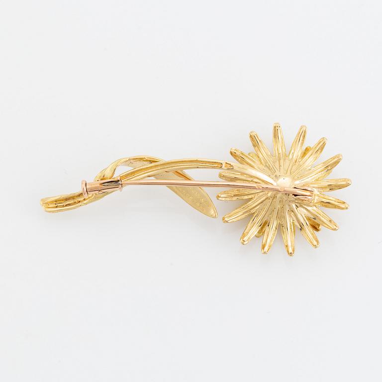 Tiffany & Co, brosch, blomma,  18K guld med safirer.