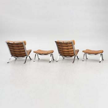 Arne Norell, a pair of armchairs and two footstools, "Ari", second half of the 20th century.