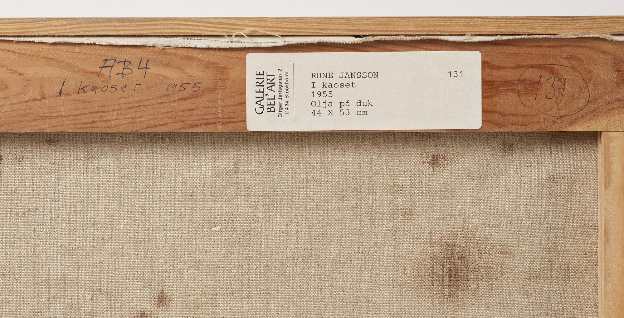 RUNE JANSSON, oil on canvas, signed and dated -55.