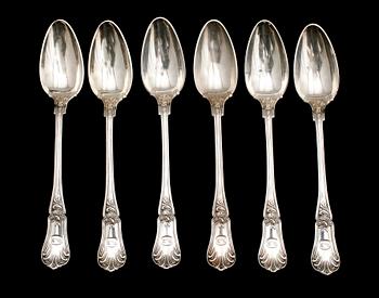TESKEDAR, 6 st, silver, sv stämpl 1865. Vikt ca 177 g.