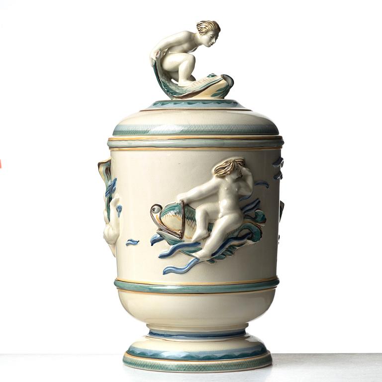 Tyra Lundgren, a creamware urn, Rörstrand, Sweden, ca 1930. This model was included in the 1930 Stockholm exhibition.