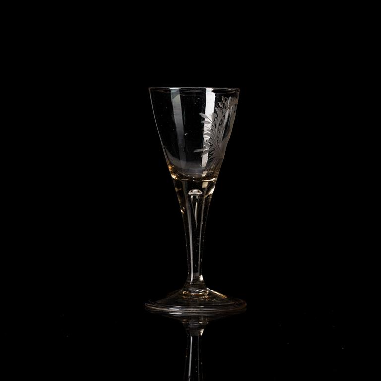 A commemorative glass beaker, 18th century.