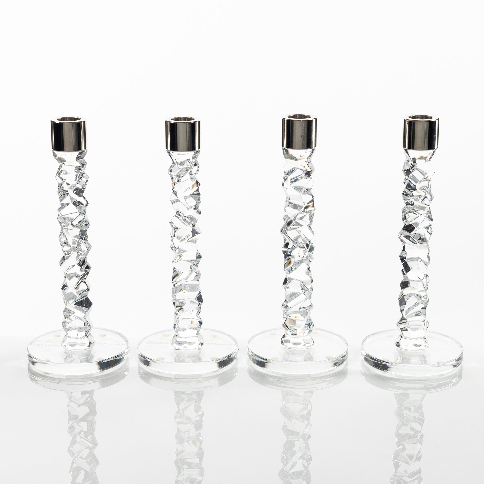Lena Bergström, a group of four 'Carat' candlesticks, Orrefors.