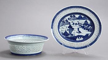 GALLERSKÅL samt GALLERFAT, porslin, Kina, 1800-tal.