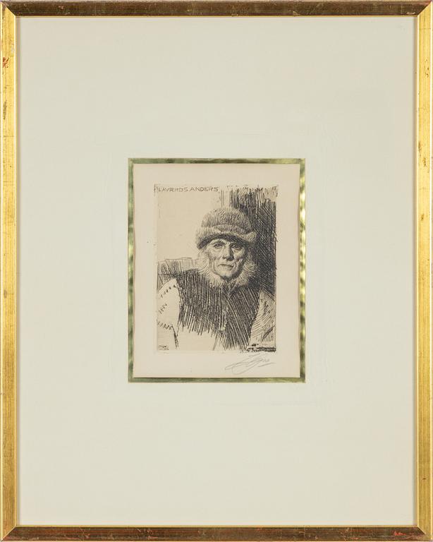 Anders Zorn, etching, 1919, signed in pencil.