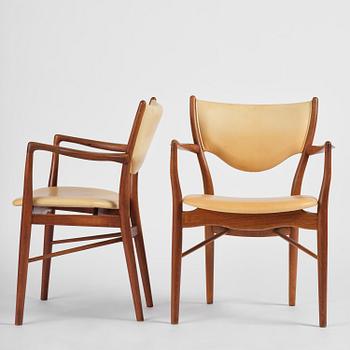 Finn Juhl, a set of six chairs and a pair of armchairs, model "Bo-63" and "Bo-72", Bovirke, Denmark, 1940s-50s.