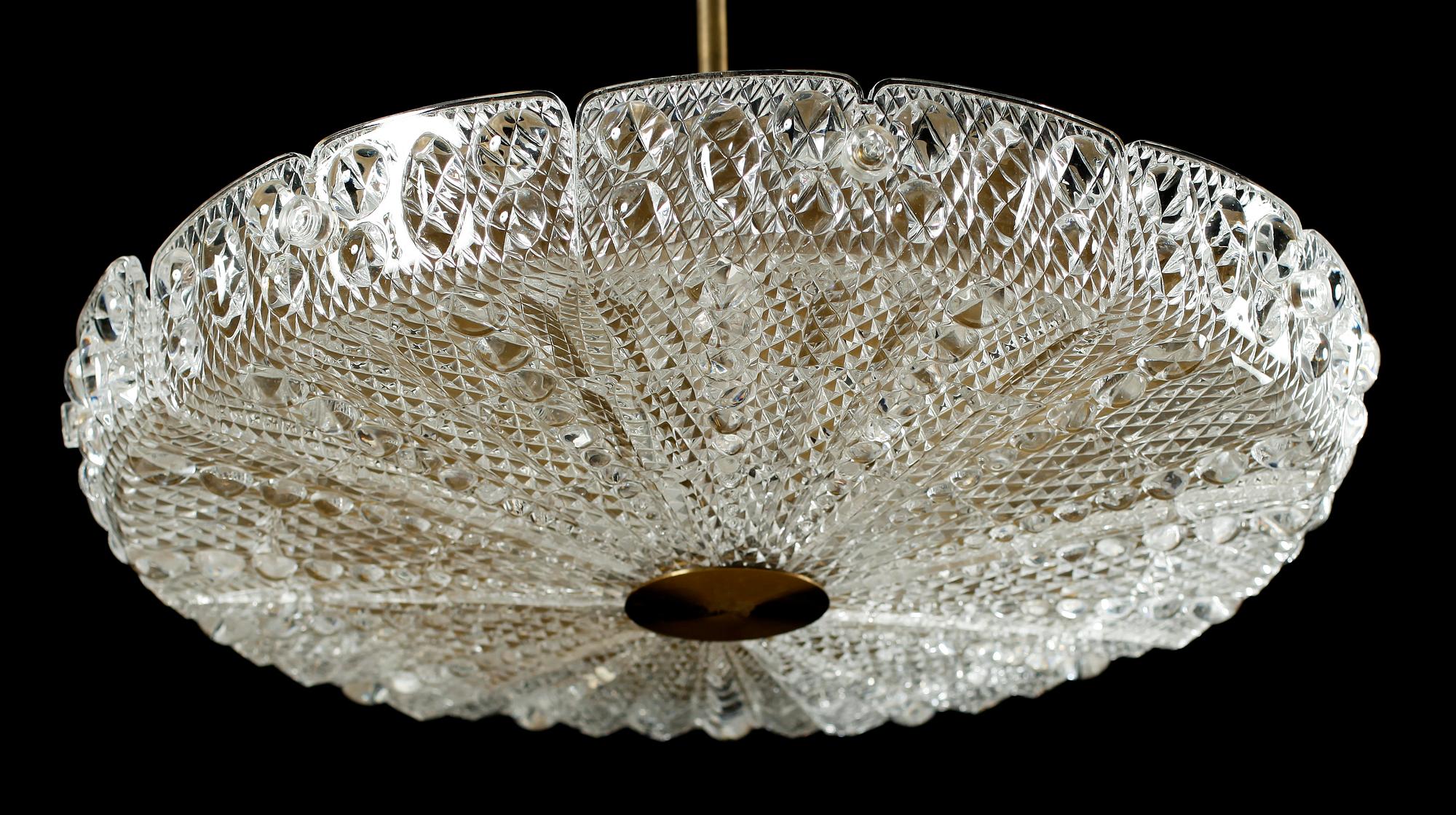TAKLAMPA, Orrefors, 1900-talets mitt. Höjd ca 50 cm.