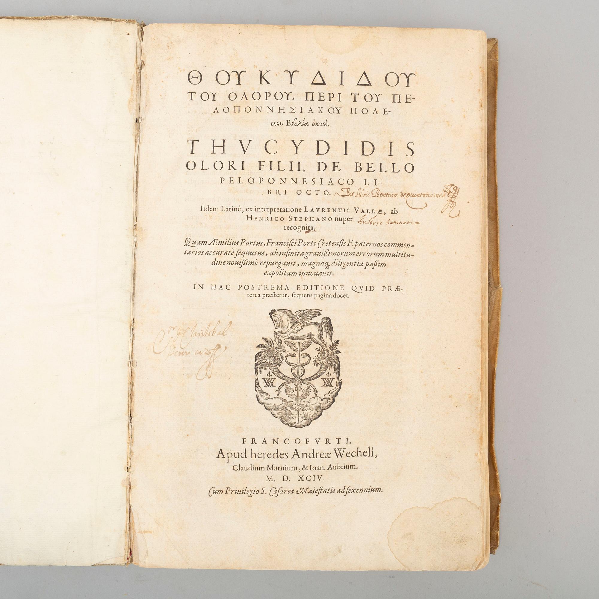 BOOK, History of the Peloponnesian War, 1594.